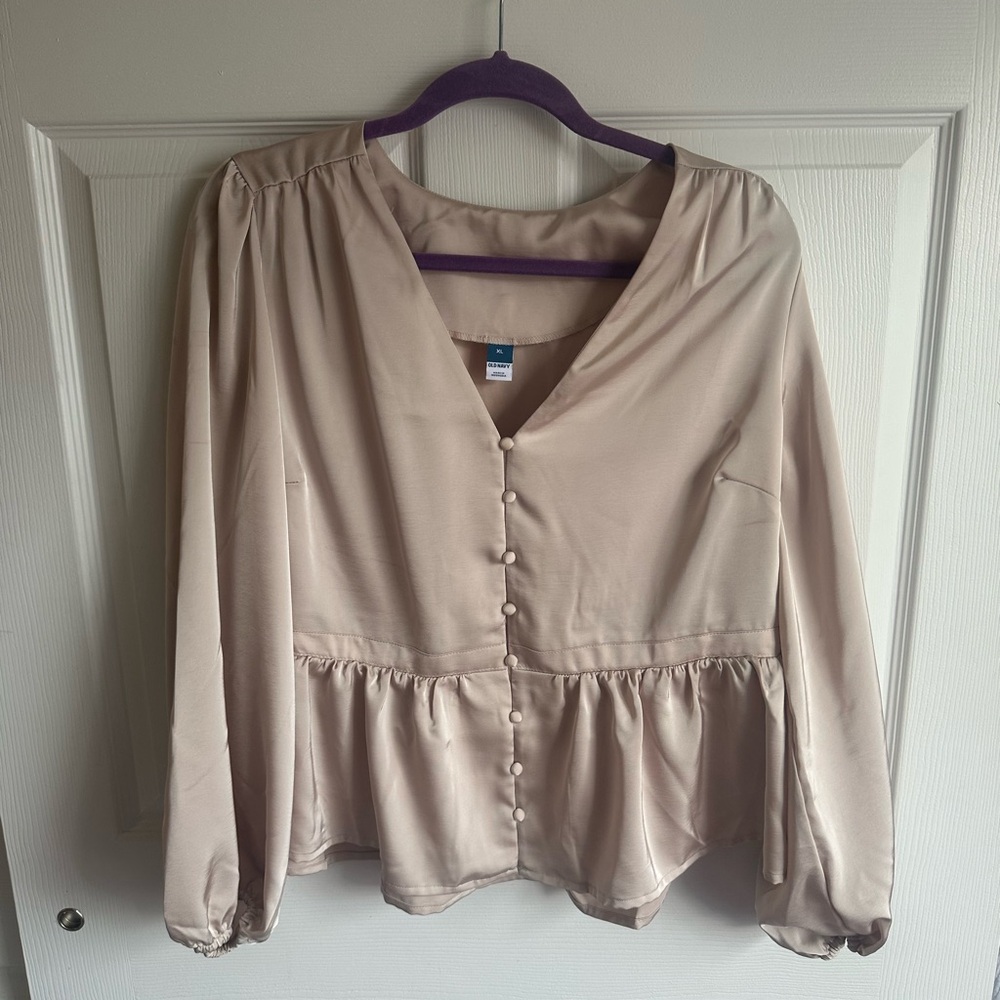 Old Navy Cream Button-Down Blouse